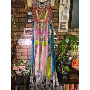 FLYING TOMATO! STRAPLESS LONG DRESS MULTI COLOR ELASTIC TOP SIZE XS